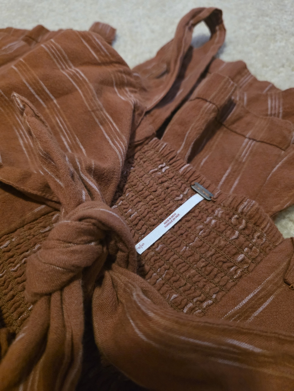 FREE PEOPLE Rust Stripe Tie-Front Jumpsuit - Picture 3 of 3